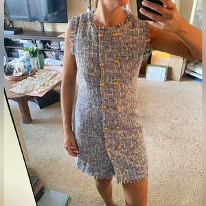 Turquoise and Purple Tweed Mini Dress